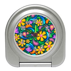 Floral Paisley Background Flower Green Travel Alarm Clock