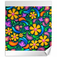 Floral Paisley Background Flower Green Canvas 8  X 10 