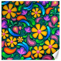 Floral Paisley Background Flower Green Canvas 12  X 12 