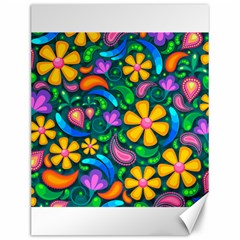 Floral Paisley Background Flower Green Canvas 12  X 16 