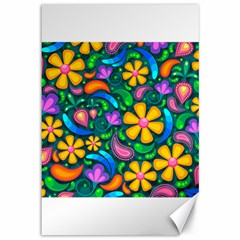 Floral Paisley Background Flower Green Canvas 12  X 18 