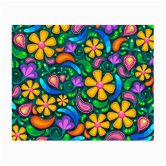 Floral Paisley Background Flower Green Small Glasses Cloth (2-side)