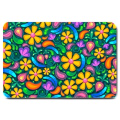 Floral Paisley Background Flower Green Large Doormat 