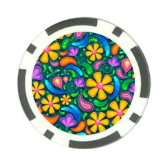 Floral Paisley Background Flower Green Poker Chip Card Guard