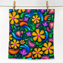 Floral Paisley Background Flower Green Face Towel