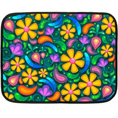 Floral Paisley Background Flower Green Fleece Blanket (mini)