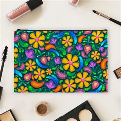 Floral Paisley Background Flower Green Cosmetic Bag (large)