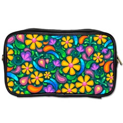 Floral Paisley Background Flower Green Toiletries Bag (one Side)