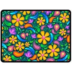 Floral Paisley Background Flower Green Fleece Blanket (large) 