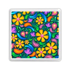 Floral Paisley Background Flower Green Memory Card Reader (square) by HermanTelo