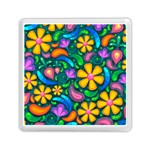 Floral Paisley Background Flower Green Memory Card Reader (Square) Front