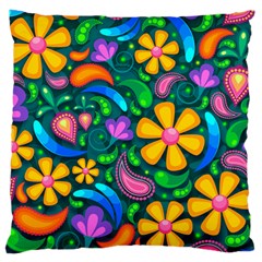 Floral Paisley Background Flower Green Large Cushion Case (two Sides)