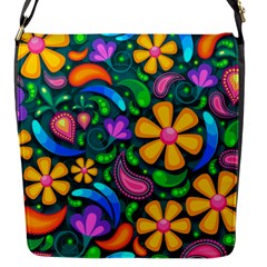 Floral Paisley Background Flower Green Flap Closure Messenger Bag (s) by HermanTelo