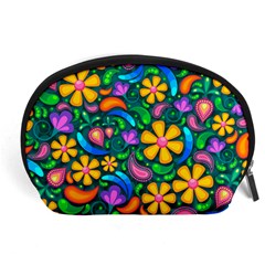 Floral Paisley Background Flower Green Accessory Pouch (large) by HermanTelo