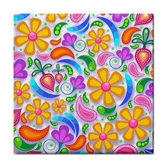 Floral Paisley Background Flower Yellow Tile Coasters by HermanTelo