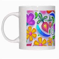 Floral Paisley Background Flower Yellow White Mugs by HermanTelo