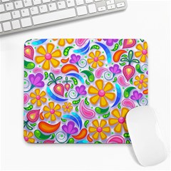 Floral Paisley Background Flower Yellow Large Mousepads