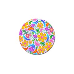 Floral Paisley Background Flower Yellow Golf Ball Marker (4 Pack) by HermanTelo