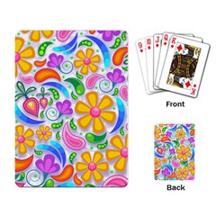 Floral Paisley Background Flower Yellow Playing Cards Single Design by HermanTelo