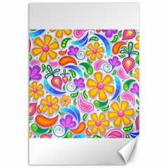 Floral Paisley Background Flower Yellow Canvas 12  X 18 