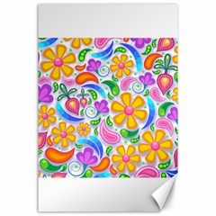 Floral Paisley Background Flower Yellow Canvas 24  X 36 