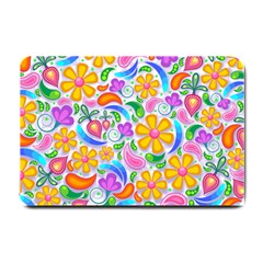 Floral Paisley Background Flower Yellow Small Doormat  by HermanTelo