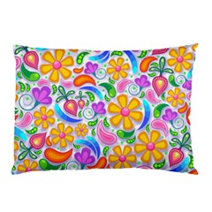 Floral Paisley Background Flower Yellow Pillow Case by HermanTelo