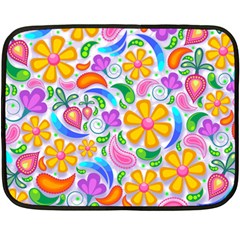 Floral Paisley Background Flower Yellow Fleece Blanket (mini)