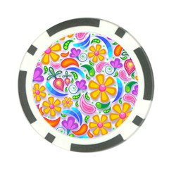 Floral Paisley Background Flower Yellow Poker Chip Card Guard (10 Pack)