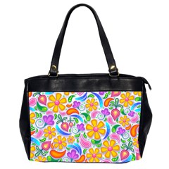 Floral Paisley Background Flower Yellow Oversize Office Handbag (2 Sides) by HermanTelo