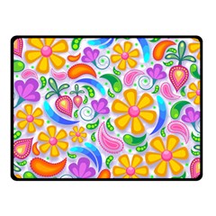 Floral Paisley Background Flower Yellow Fleece Blanket (small) by HermanTelo