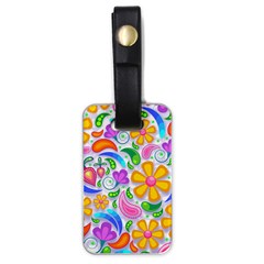 Floral Paisley Background Flower Yellow Luggage Tags (one Side)  by HermanTelo