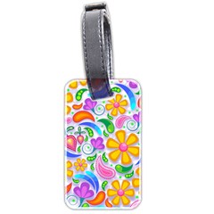 Floral Paisley Background Flower Yellow Luggage Tags (two Sides) by HermanTelo