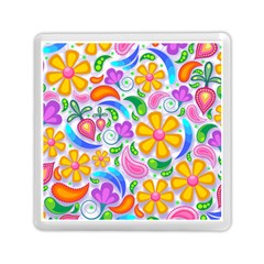 Floral Paisley Background Flower Yellow Memory Card Reader (square)