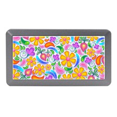 Floral Paisley Background Flower Yellow Memory Card Reader (mini)