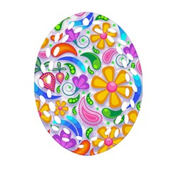 Floral Paisley Background Flower Yellow Ornament (oval Filigree) by HermanTelo