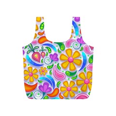 Floral Paisley Background Flower Yellow Full Print Recycle Bag (s)