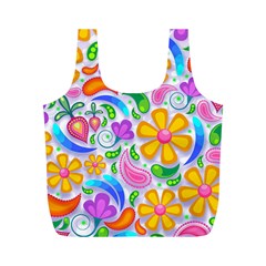 Floral Paisley Background Flower Yellow Full Print Recycle Bag (m)