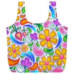 Floral Paisley Background Flower Yellow Full Print Recycle Bag (XL) Front