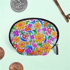 Floral Paisley Background Flower Yellow Accessory Pouch (small) by HermanTelo