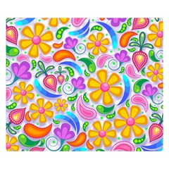 Floral Paisley Background Flower Yellow Double Sided Flano Blanket (small) 