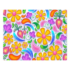 Floral Paisley Background Flower Yellow Double Sided Flano Blanket (large) 