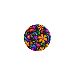 Floral Paisley Background Flower Purple 1  Mini Buttons