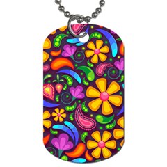 Floral Paisley Background Flower Purple Dog Tag (two Sides)