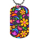 Floral Paisley Background Flower Purple Dog Tag (Two Sides) Front