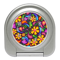 Floral Paisley Background Flower Purple Travel Alarm Clock