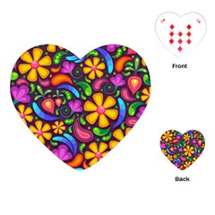 Floral Paisley Background Flower Purple Playing Cards (heart) by HermanTelo