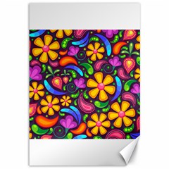 Floral Paisley Background Flower Purple Canvas 12  X 18  by HermanTelo