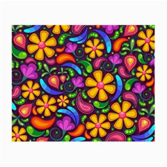 Floral Paisley Background Flower Purple Small Glasses Cloth (2-side)