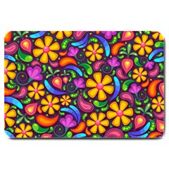 Floral Paisley Background Flower Purple Large Doormat 